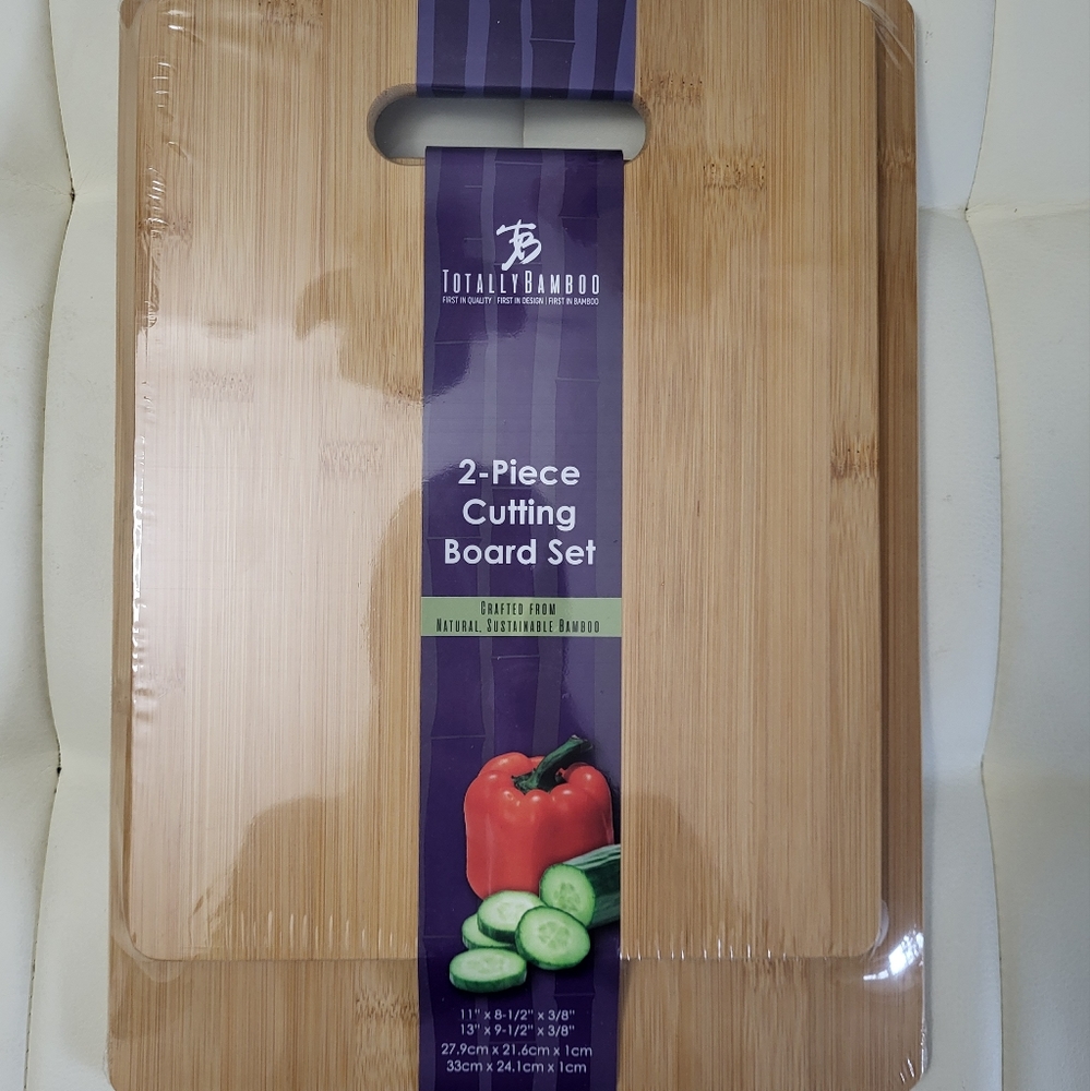 Totally Bamboo Natural Bamboo 2-Piece Cutting Board Set - Brown